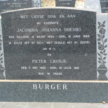 BURGER Pieter Cronje 1900-1981 &amp; Jacomina Johanna CILLIERS 1904-1969