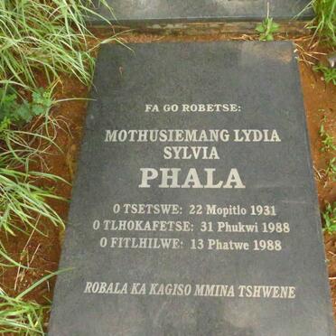 PHALA Mothusiemang Lydia Sylvia 1931-1988