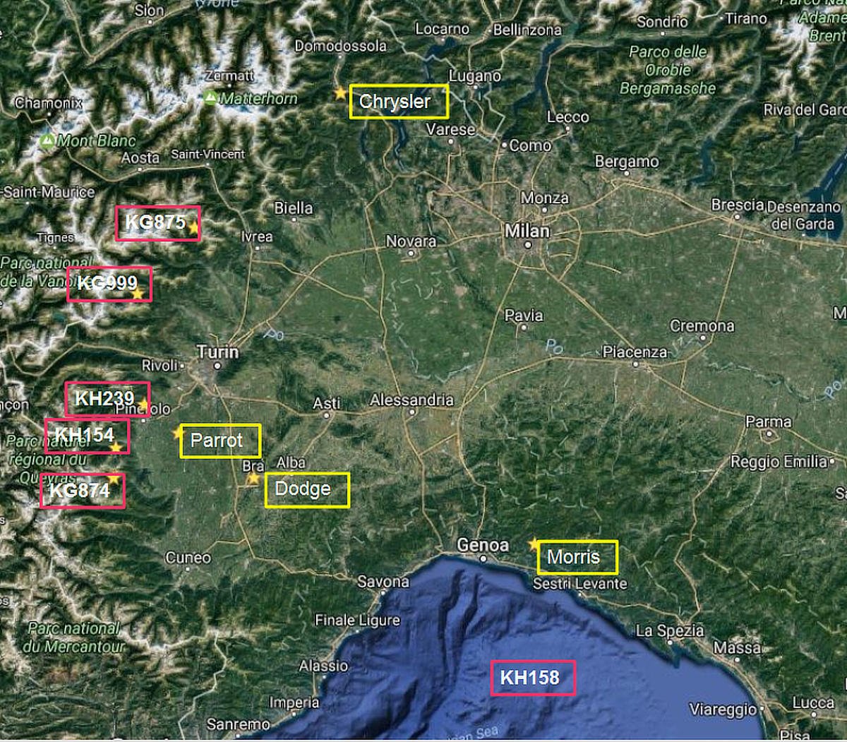 1. Po Valley drop zones and crash sites