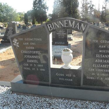 BINNEMAN Christoffel Johannes Daniel 1897-1981 &amp; Susanna Adriana Elizabeth LIEBENBERG 1900-1980