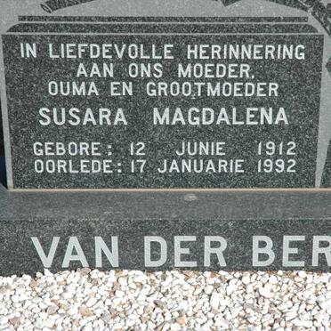 BERG Susara Magdalena, van der 1912-1992