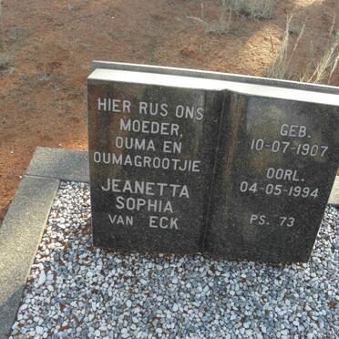 ECK Jeanetta Sophia, van 1907-1994