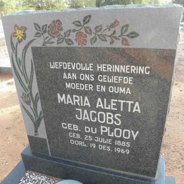 JACOBS Maria Aletta nee DU PLOOY 1885-1969