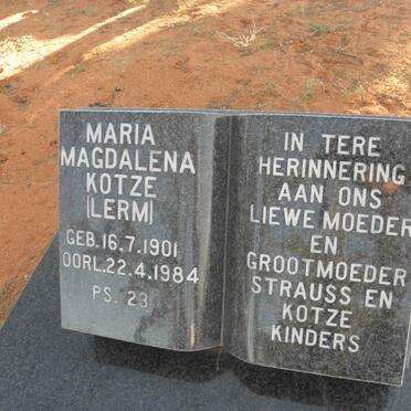KOTZE Maria Magdalena nee LERM 1901-1984