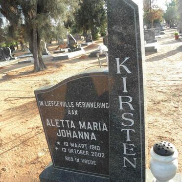 KIRSTEN Aletta Maria Johanna 1910-2002