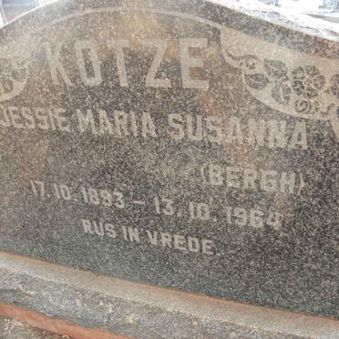 KOTZE Jessie Maria Susanna nee BERGH 1893-1964