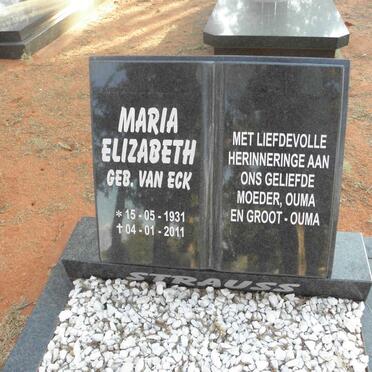 STRAUSS Maria Elizabeth nee VAN ECK 1931-2011