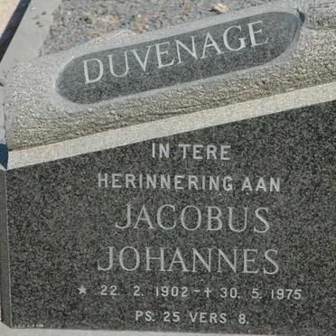 DUVENAGE Jacobus Johannes 1902-1975