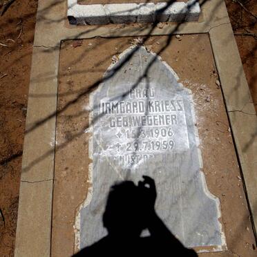 KRIESS Irmgard geb WEGENER 1906-1959