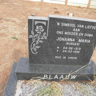 BLAAUW Johanna Maria nee BURGER 1919-1996