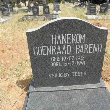 HANEKOM Coenraad Barend 1912-1991
