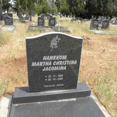 HANEKOM Martha Christina Jacomina 1924-2009