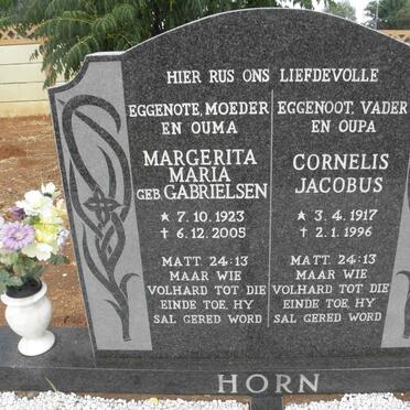 HORN Cornelis Jacobus 1917-1996 &amp; Margerita Maria GABRIELSEN 1923-2005