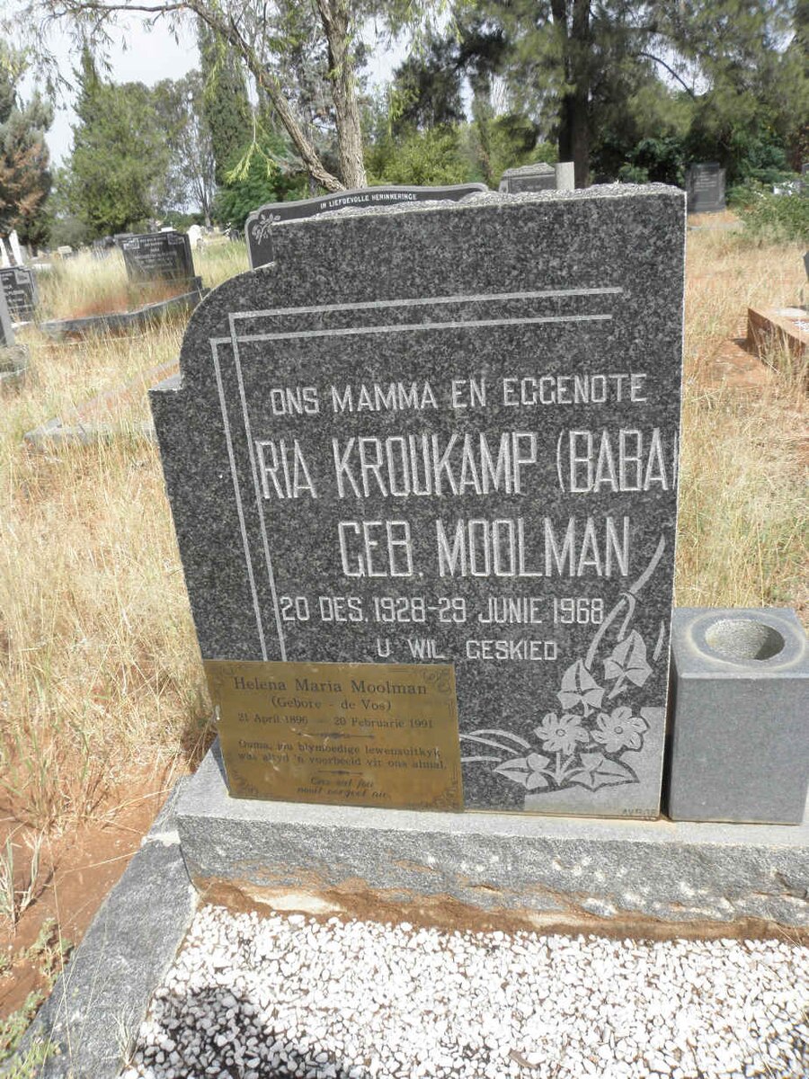 KROUKAMP Ria nee MOOLMAN 1928-1968 :: MOOLMAN Hester Maria nee de VOS 1896-1991