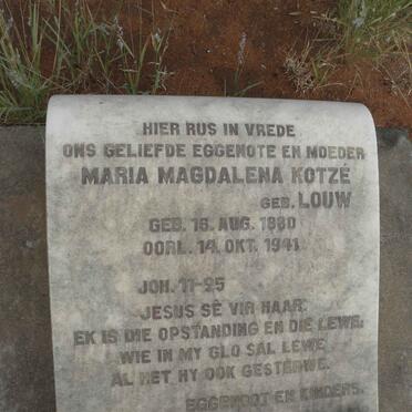 KOTZE Maria Magdalena nee LOUW 1880-1941