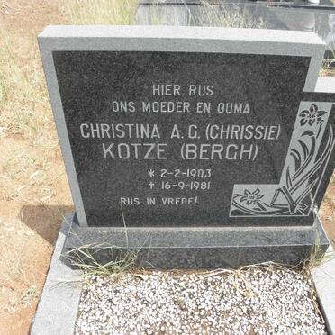 KOTZE Christina A.G. nee BERGH 1903-1981