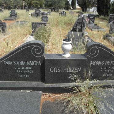OOSTHUIZEN Jacobus Francois 1909-1978 &amp; Anna Sophia Martha 1918-1992