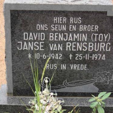 RENSBURG David Benjamin, Janse van 1942-1974