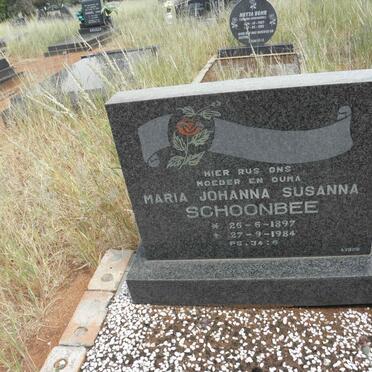 SCHOONBEE Maria Johanna Susanna 1897-1984