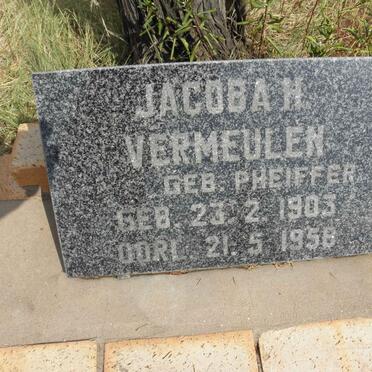 VERMEULEN Jacoba H. nee PHEIFFER 1903-1958