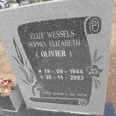 WESSELS Sophia Elizabeth nee OLIVIER 1944-2003