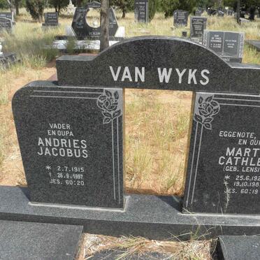 WYK Andries Jacobus, van 1915-1997 &amp; Martha Cathleen LENSING 1929-1983