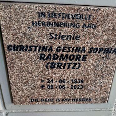 RADMORE Christina Gesina Sophia nee BRITZ 1939-2023