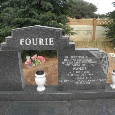 FOURIE Hansie 1936-1996