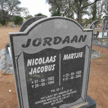 JORDAAN Nicolaas Jacobus 1922-1996 &amp; Martjie 1929-2006