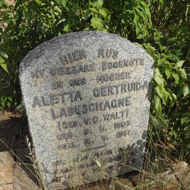 LABUSCHAGNE Aletta Gertruida nee V.D. WALT 1903-1951