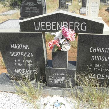LIEBENBERG Christiaan Rudolph 1911-1979 &amp; Martha Gertruida 1919-1997