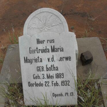 MERWE Magrieta, v.d. nee BOTHA 1889-1932