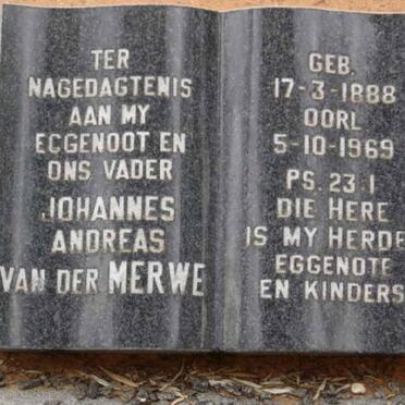 MERWE Johannes Andreas, van der 1888-1969