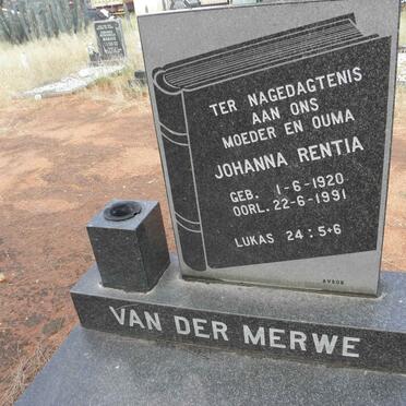 MERWE Johanna Rentia, van der 1920-1991