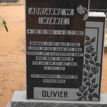 OLIVIER Adrianne W. nee MINNIE 1916-1997