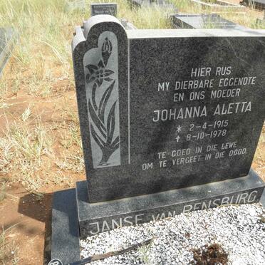 RENSBURG Johanna Aletta, Janse van 1915-1978