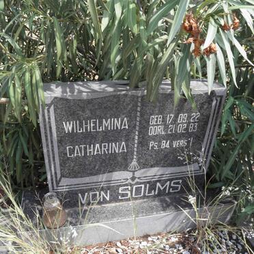 SOLMS Wilhelmina Catharina, von 1922-1983