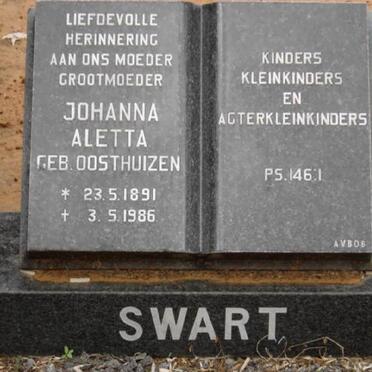 SWART Johanna Aletta nee OOSTHUIZEN 1891-1986
