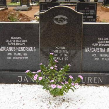 VUUREN Adrianus Hendrikus, Jansen van 1904-1973 &amp; Margaretha Magdalena 1917-1999