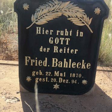 BAHLECKE Fried. 1870-1894