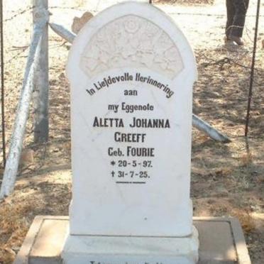 GREEFF Aletta Johanna nee FOURIE 1897-1925