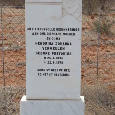 VERMEULEN Hendrina Johanna nee PRETORIUS 1896-1978