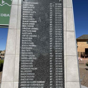 3. Keetmanshoop Covid Memorial 2022 : Surnames A - Ki