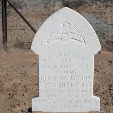PREEZ Johanna Jacoba Elizabeth, du formerly JOOSTE nee ROOTMAN 1901-1973