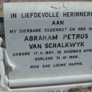 SCHALKWYK Abraham Petrus, van 1897-1958