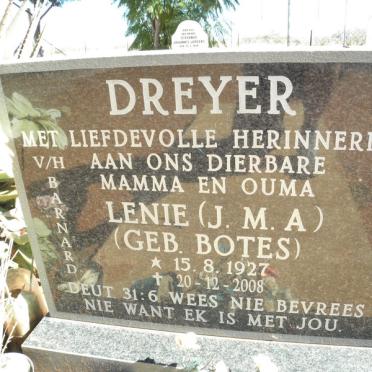 DREYER J.M.A. voorheen BARNARD nee BOTES 1927-2008
