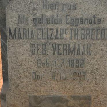 BREEDT Maria Elizabeth nee VERMAAK 1898-1943