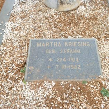 KRIESING Martha nee STRAHM 1914-1982