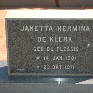 KLERK Janetta Hermina, de nee DU PLESSIS 1901-1971