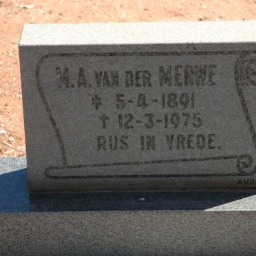 MERWE M.A., van der 1891-1975